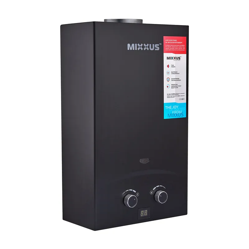 Газова колонка MIXXUS GWH-0210 BASIC BLACK димохідна 10 л/хв (колір чорний) (WH0023)