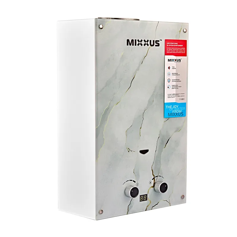Газова колонка MIXXUS GWH-0510 BASIC GLASS димохідна 10 л/хв (панель зі скла з малюнком) (WH0026)